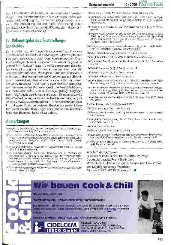 Vorschauseite 4: Zur Drittwirkung von Feststellungsbescheiden im Krankenhausrecht