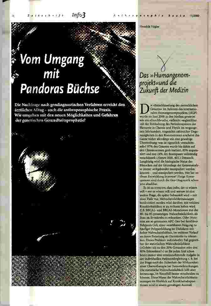 Vorschauseite 1: Vom Umgang mit Pandoras Büchse Das Humangenomprojekt und die Zukunft der Medizin
