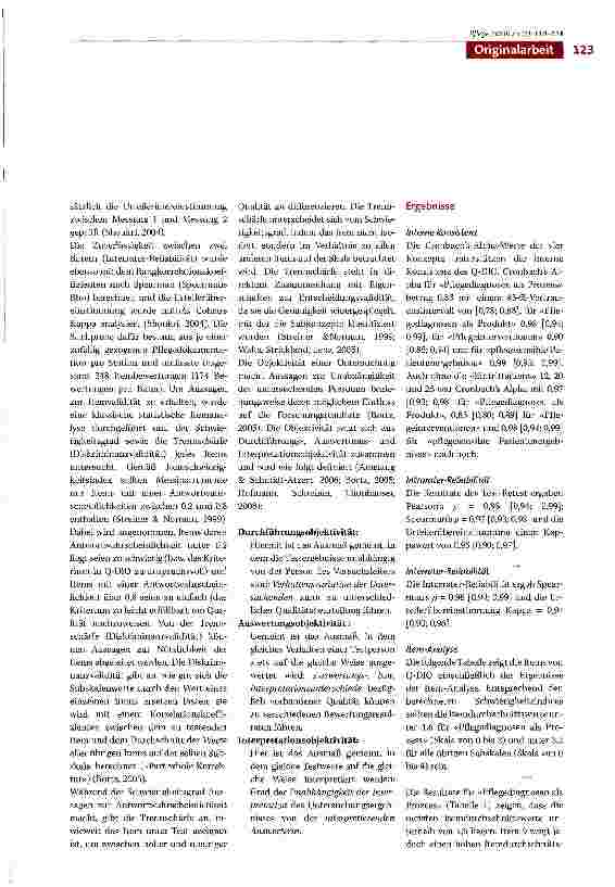 Vorschauseite 5: Testtheoretische Gütekriterien des O-DIO, eines Instruments zur Messung der Qualität der Dokumentation von Pflegediagnosen, -Interventionen und -ergebnissen