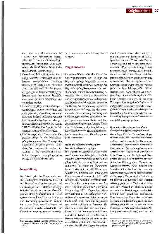Vorschauseite 3: Die Theorie der Dependenzpflege -ein konzeptioneller Rahmen für die Einschätzung,Stärkung und Förderung elterlicher Kompetenzen