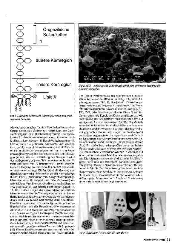Vorschauseite 2: Keramische Ultraund Nanofiltrationsmembranen zur Endotqxin-Abtrennung aus Dialysierflüssigkeit und Dialysat