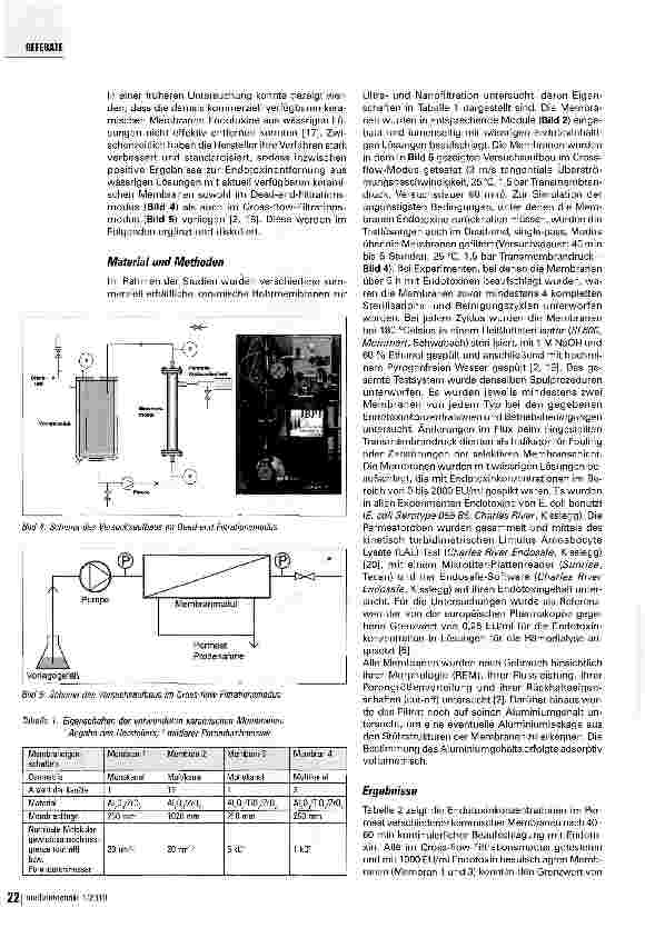 Vorschauseite 3: Keramische Ultraund Nanofiltrationsmembranen zur Endotqxin-Abtrennung aus Dialysierflüssigkeit und Dialysat