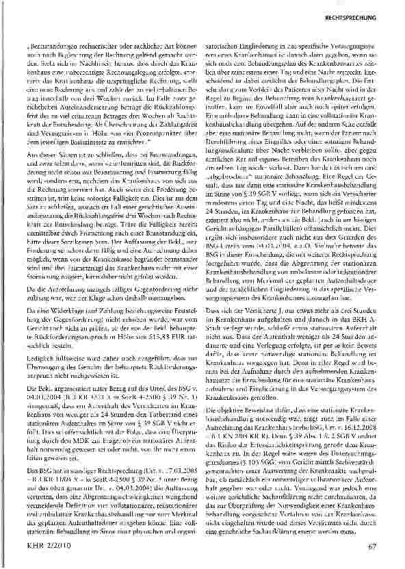 Vorschauseite 3: Aufrechnung der Krankenkassen gegen Krankenhausforderungen