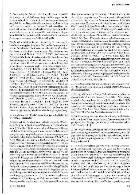 Vorschauseite 3: § 116b SGB V: Defensive Anfechtungsklage gegen die Bestimmung von Krankenhäusern zur ambulanten Versorgung zulässig