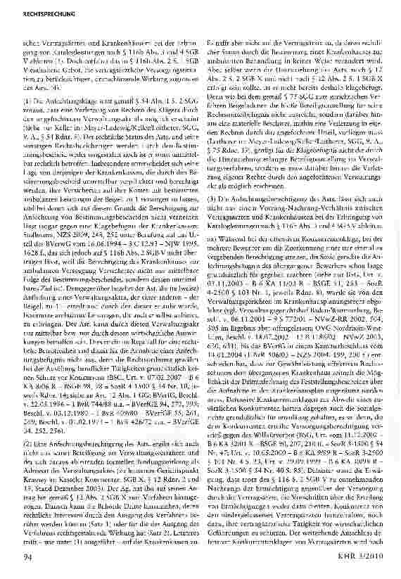 Vorschauseite 4: § 116b SGB V: Defensive Anfechtungsklage gegen die Bestimmung von Krankenhäusern zur ambulanten Versorgung zulässig