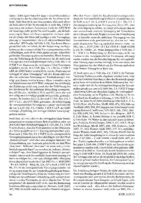 Vorschauseite 6: § 116b SGB V: Defensive Anfechtungsklage gegen die Bestimmung von Krankenhäusern zur ambulanten Versorgung zulässig