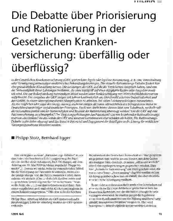 Vorschauseite 1: Die Debatte über Priorisierung und Rationierung in der Gesetzlichen Krankenversicherung: überfällig oder überflüssig?