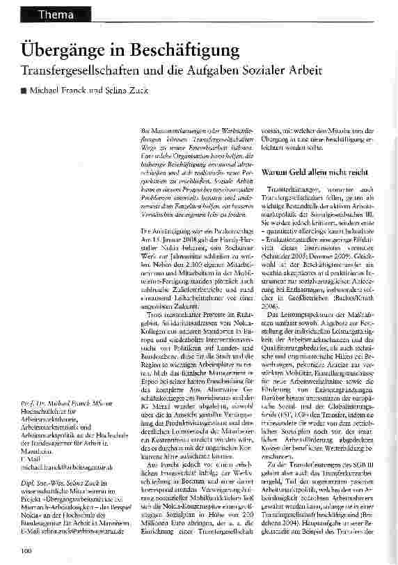 Vorschauseite 1: Übergänge in Beschäftigung