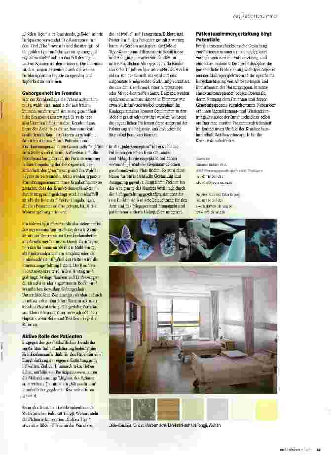 Vorschauseite 2: Grüne Jade, goldener Tiger Innovative Patientenzimmer dank ganzheitlicher Design-Philosophie