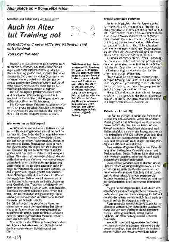 Vorschauseite 1: Ursachen und Behandlung von Inkontinenz: Auch im Alter tut Training not. Motivation und guter Wille des Patienten sind entscheidend