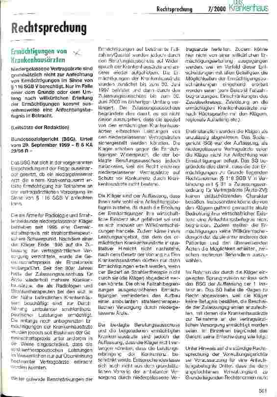 Vorschauseite 1: Ermächtigungen von Krankenhausärzten