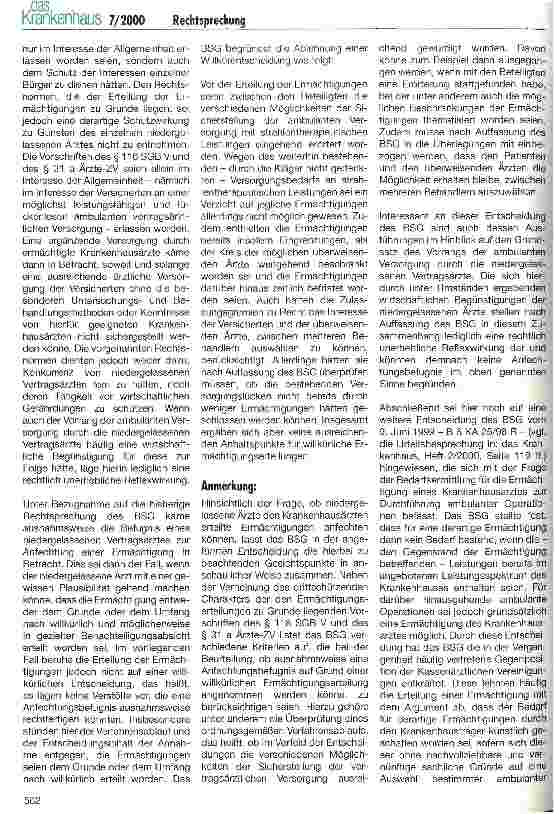 Vorschauseite 2: Ermächtigungen von Krankenhausärzten