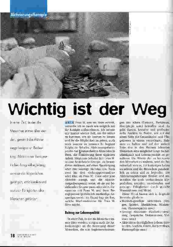 Vorschauseite 1: Wichtig ist der Weg Aktivierungstherapie