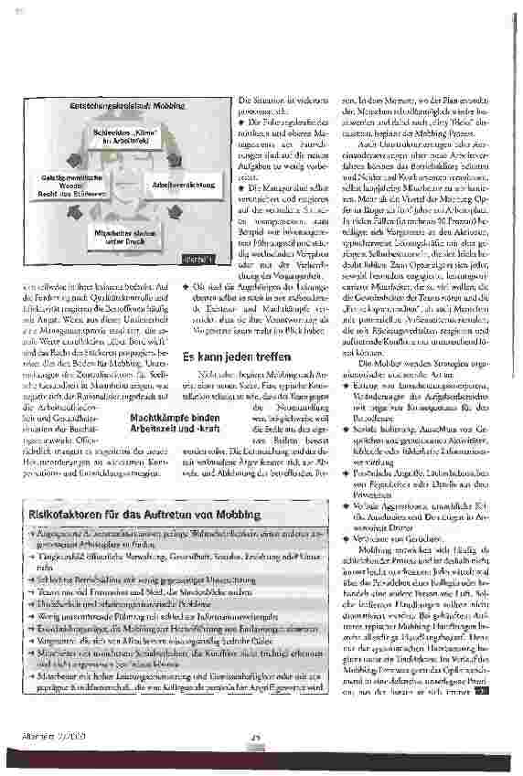 Vorschauseite 2: Systematische Schikane In sozialen Berufen ist Mobbing weit verbreitet