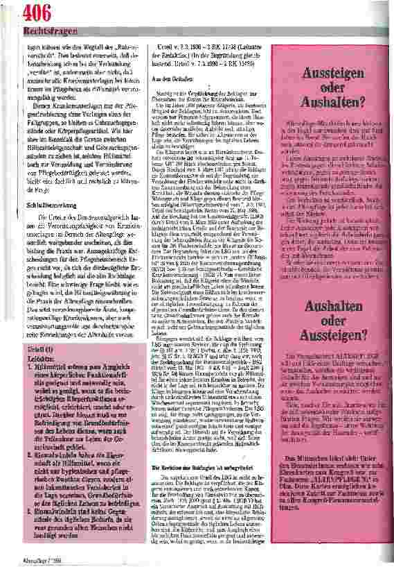 Vorschauseite 2: Verordnungsfähigkeit von Inkontinenzhilfsmitteln in der Altenpflege. Unter Abdruck der Entscheidung des Bundessozialgerichts vom 07.03.90