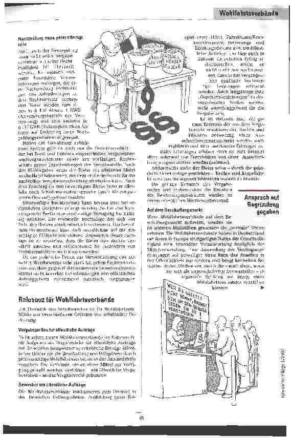 Vorschauseite 2: Öffentliches Vergaberecht geändert Gesetzesänderung betrifft auch Wohlfahrtsverbände