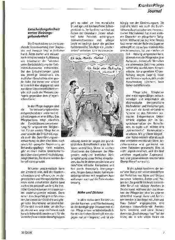 Vorschauseite 3: Partnerschaftlicher Dialog ist gefordert Ärztliche und pflegerische Verantwortung