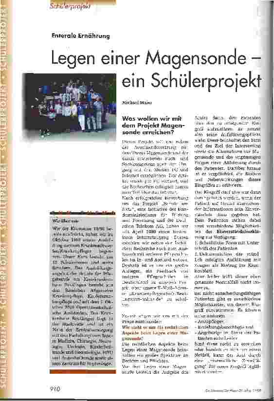 Vorschauseite 1: Legen einer Magensonde - ein Schülerprojekt