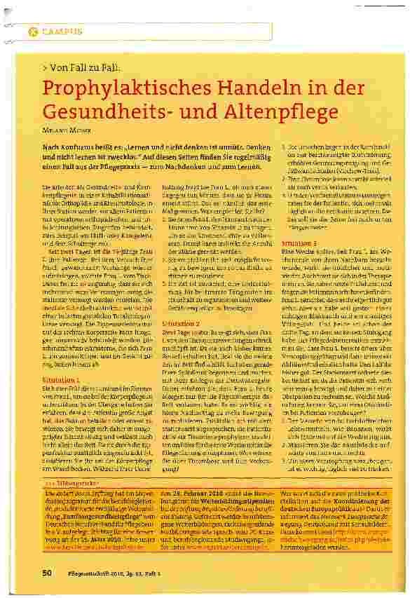 Vorschauseite 1: Prophylaktisches Handeln in der Gesundheitsund Altenpflege