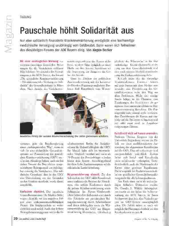 Vorschauseite 1: Pauschale höhlt Solidarität aus