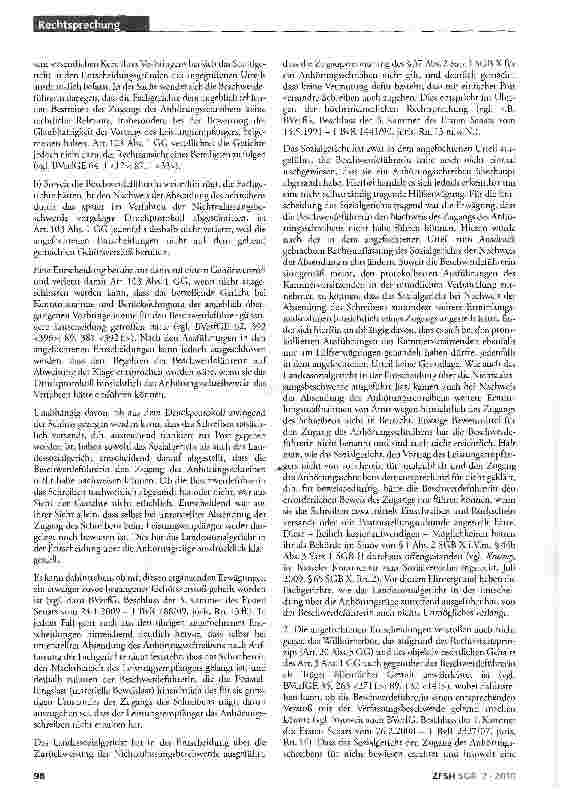 Vorschauseite 3: Gehörsverstoß; Zugang eines Anhörungsschreibens; Nichtgeltung der Zugangsvermutung