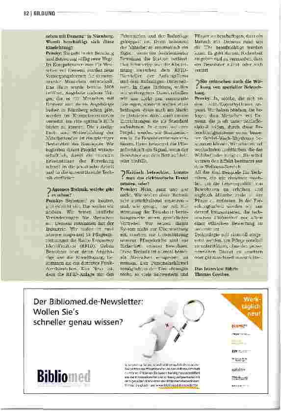 Vorschauseite 3: Forscher erkunden die Zukunft der Pflege