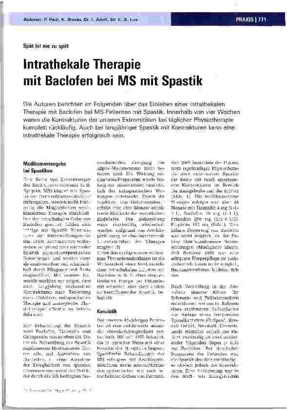 Vorschauseite 1: Intrathekale Therapie mit Baclofen bei MS mit Spastik