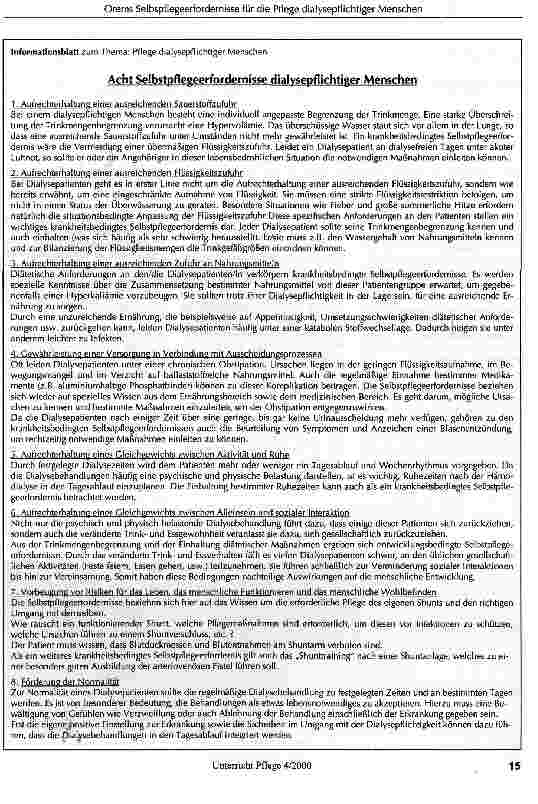 Vorschauseite 2: Orems Selbstpflegemodell und die Bedeutung für den Dialysebereich