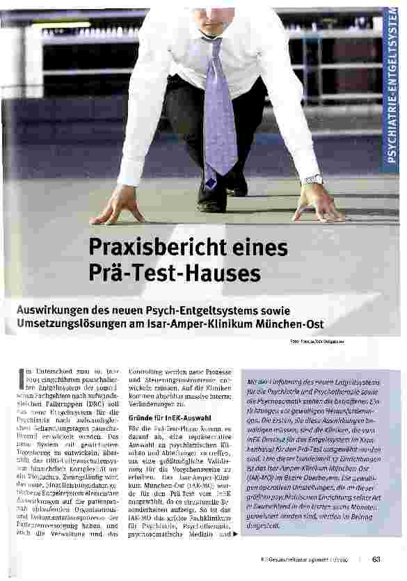Vorschauseite 1: Praxisbericht eines Prä-Test-Hauses Auswirkungen des neuen Psych-Entgeltsystems sowie Umsetzungslösungen am Isar-Amper-Klinikum München-Ost