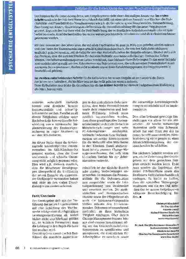Vorschauseite 4: Praxisbericht eines Prä-Test-Hauses Auswirkungen des neuen Psych-Entgeltsystems sowie Umsetzungslösungen am Isar-Amper-Klinikum München-Ost