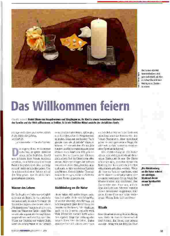 Vorschauseite 1: Das Willkommen feiern