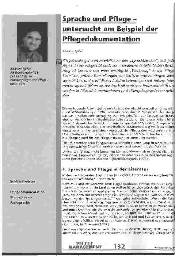 Vorschauseite 1: Sprache und Pflege - untersucht am Beispiel der Pflegedokumentation