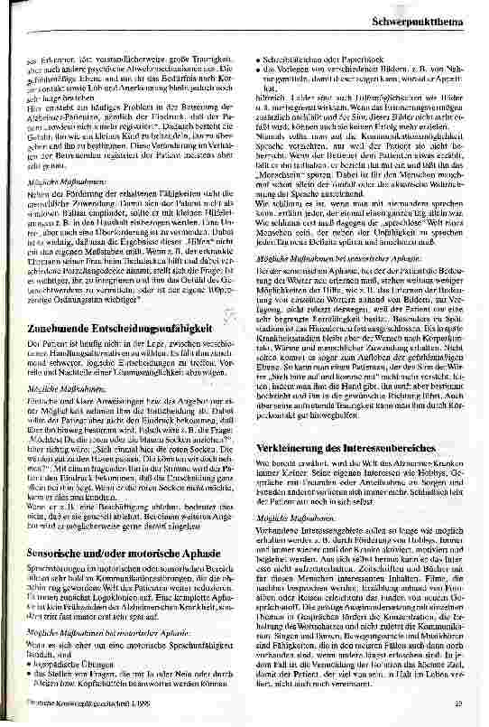 Vorschauseite 3: Pflegerische Probleme bei der Alzheimerschen Krankheit