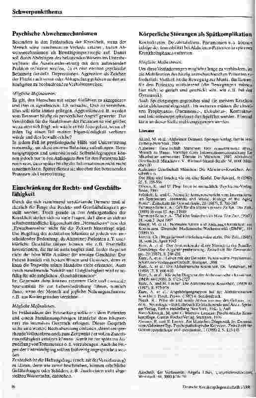 Vorschauseite 4: Pflegerische Probleme bei der Alzheimerschen Krankheit