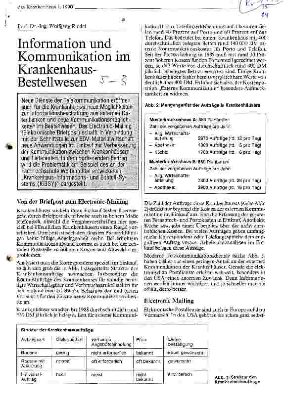 Vorschauseite 1: Information und Kommunikation im Kankenhaus-Bestellwesen