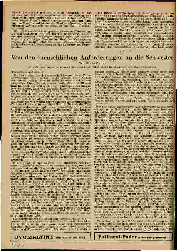Vorschauseite 1: Von den menschlichen Anforderungen an die Schwester