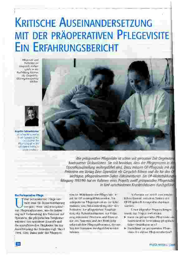 Vorschauseite 1: Kritische Auseinandersetzung mit der präoperativen Pflegevisite Ein Erfahrungsbericht
