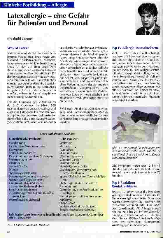 Vorschauseite 1: Latexallergie - eine Gefahr für Patienten und Personal