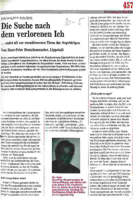 Vorschauseite 1: Nach vierzig Jahren in der Klinik: Die Suche nach dem verlorenen Ich endet oft vor verschlossenen Türen der Angehörigen.
