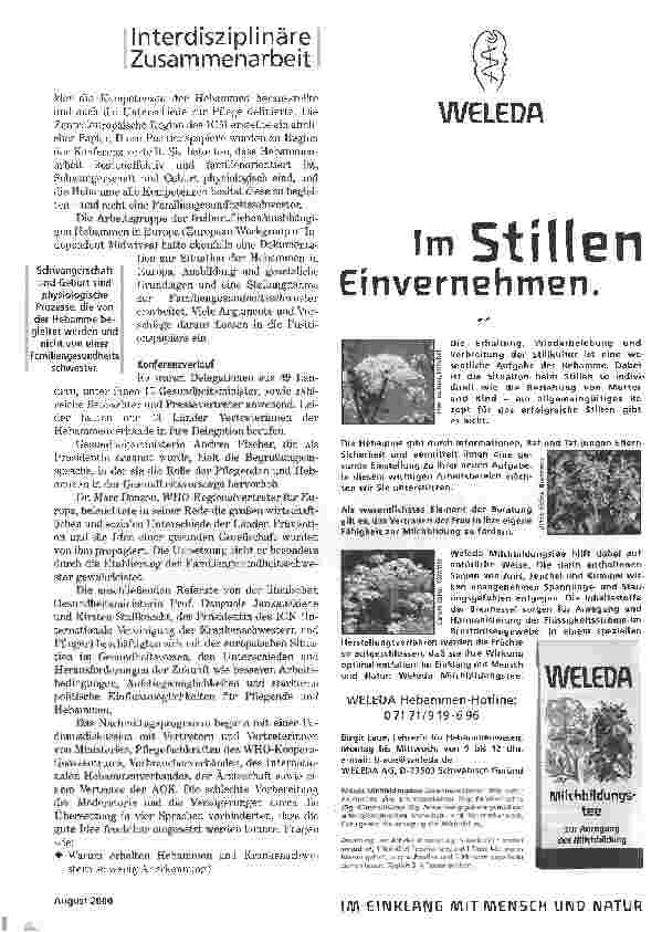 Vorschauseite 2: PFLEGENDE UND HEBAMMENEIN PLUS FÜR GESUNDHEITZWEITE WHO-MINISTERKONFERENZ PFLEGE- UND HEBAMMENWESEN IN MÜNCHEN VOM 15. BIS 17. JUNI 2000