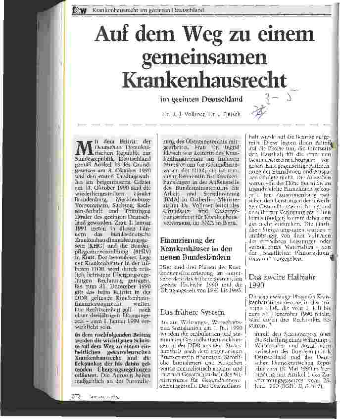 Vorschauseite 1: Auf dem Weg zu einem gemeinsamen Krankenhausrecht