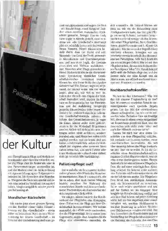 Vorschauseite 2: Die Palliativpflege als Retterin der Kultur