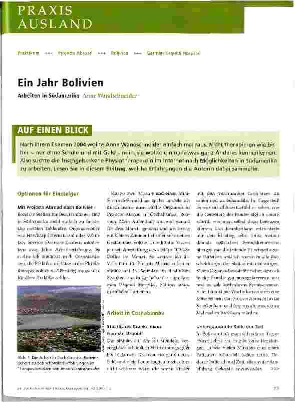 Vorschauseite 1: Ein Jahr Bolivien