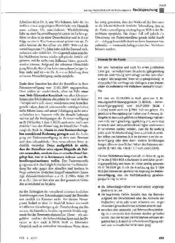 Vorschauseite 6: Zum sog. Negativattest durch das Betreuungsgericht