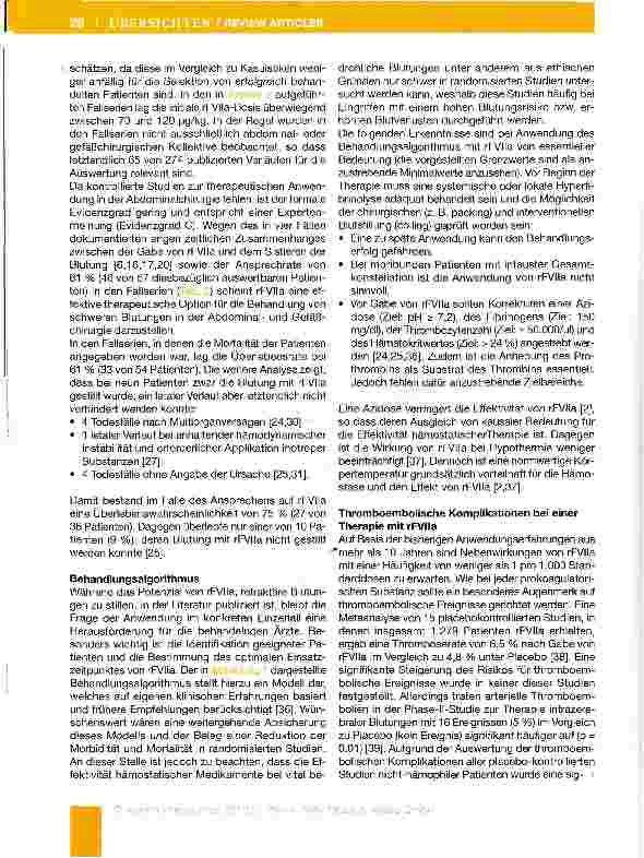 Vorschauseite 6: Therapie massiver Blutungen mit rekombinantem Faktor Vlla in der Abdominalund Gefäßchirurgie bei Erwachsenen