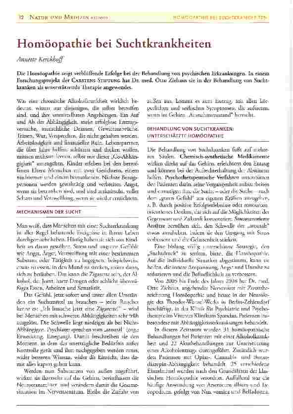 Vorschauseite 1: Homöopathie bei Suchtkrankheiten