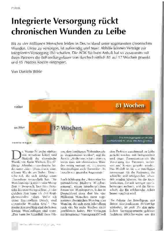 Vorschauseite 1: Integrierte Versorgung rückt chronischen Wunden zu Leibe