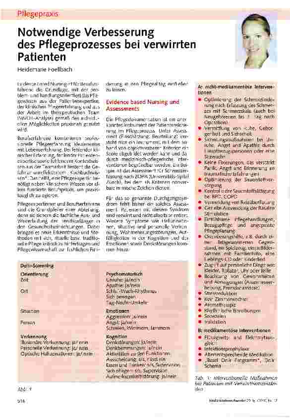 Vorschauseite 1: Notwendige Verbesserung des Pflegeprozesses bei verwirrten Patienten
