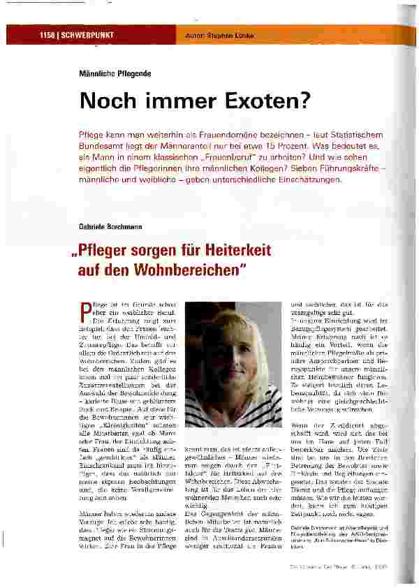Vorschauseite 1: Männliche PflegendeNoch immer Exoten?