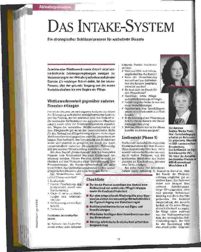 Vorschauseite 1: Das Intake-System Ein strategischer Schlüsselprozess für ambulante Dienste